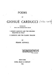 Cover of Poems of Giosuè Carducci: Translated with Two Introductory Essays: I. Giosuè Carducci and the .. by Giosuè Carducci