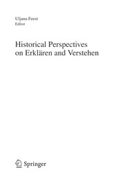 Front cover of Historical perspectives on Erklären and Verstehen by Uljana Feest