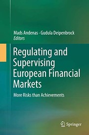 Front cover of Regulating and Supervising European Financial Markets by Mads Andenas
