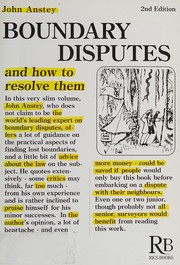 Front cover of Boundary disputes and how to resolve them by John Anstey