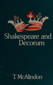 Cover of Shakespeare and decorum by T. McAlindon