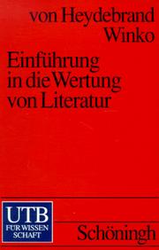 Front cover of Einführung in die Wertung von Literatur by Renate von Heydebrand