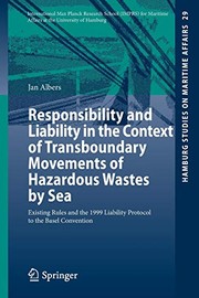 Front cover of Responsibility and Liability in the Context of Transboundary Movements of Hazardous Wastes by Sea by Jan Albers