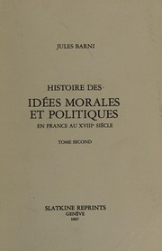 Cover of Histoire des idées morales et politiques en France au XVIIIe siècle by Jules Romain Barni