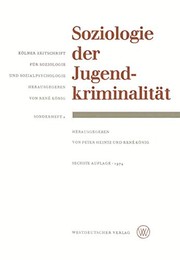 Front cover of Soziologie der jugendkriminalität by Peter Heintz