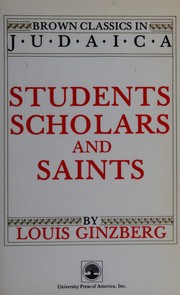 Front cover of Students, scholars and saints by Louis Ginzberg