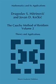Front cover of The Cauchy Method of Residues : Volume 2 by Dragoslav S. Mitrinovic