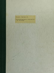 Front cover of Psychodiagnostic evaluation of children by Barbara R. Slater