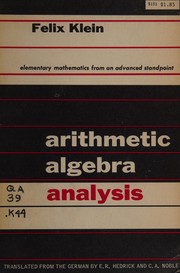 Cover of Elementary mathematics from an advanced standpoint by Felix Klein