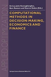 Front cover of Computational Methods in Decision-Making, Economics and Finance by Erricos John Kontoghiorghes