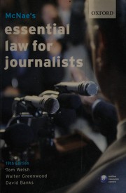 Front cover of McNae's essential law for journalists by Tom Welsh
