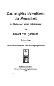 Front cover of Das religiöse Bewusstsein der Menschheit: Im Stufengang seiner Entwickelung by Eduard von Hartmann