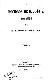 Front cover of A mocidade de D. João V by Luiz Augusto Rebello da Silva