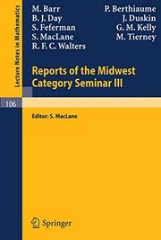 Front cover of Reports of the Midwest Category Seminar III by M. Barr