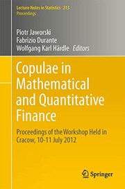 Cover of Copulae in Mathematical and Quantitative Finance by Piotr Jaworski