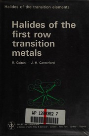 Front cover of Halides of the First Row Transition Meta by R. Colton