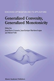 Front cover of Generalized Convexity, Generalized Monotonicity : Recent Results by Jean-Pierre Crouzeix