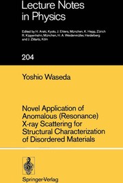 Front cover of Novel application of anomalous (resonance) X-ray scattering for structural characterization of disordered materials by Yoshio Waseda