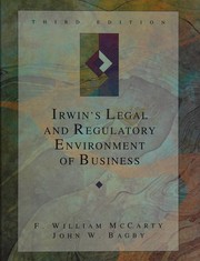 Cover of Irwin's legal and regulatory environment of business by F. William McCarty