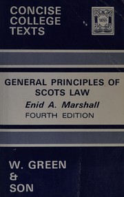 Cover of General principles of Scots law by Enid A. Marshall