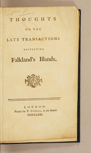 Front cover of Thoughts on the late transactions respecting Falkland's Islands by Samuel Johnson