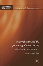 Front cover of Mineral rents and the financing of social policy by Katja Hujo