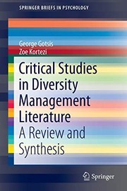 Front cover of Critical Studies in Diversity Management Literature by George Gotsis