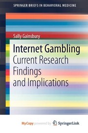 Front cover of Internet Gambling by Sally Gainsbury