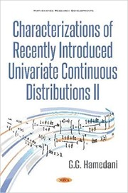 Front cover of Characterizations of Recently Introduced Univariate Continuous Distributions II by G.G. Hamedani