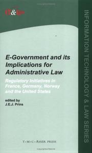 Front cover of E-government and its implications for administrative law by C. Prins