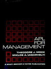 Cover of APL for management by Theodore J. Mock