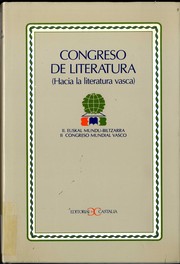 Front cover of Congreso de literatura (hacia la literatura vasca) by Angel Riveras de la Portilla