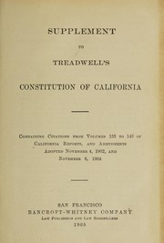 Front cover of Supplement to Treadwell's constitution of California by Unknown