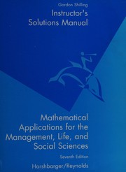 Front cover of Instructor's solutions manual to accompany Mathematical applications for the management, life, and social sciences, seventh edition, Harshbarger/Reynolds by Gordon L. Shilling