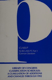 Cover of Classification. Class P. Subclass PT, part 1. German literature by Library of Congress. Subject Cataloging Division