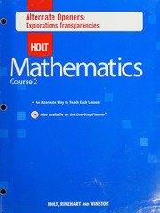 Cover of Holt mathematics by Jennie M. Bennett