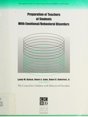 Front cover of Preparation of teachers of students with emotional/behavioral disorders by Council for Children with Behavioral Disorders.
