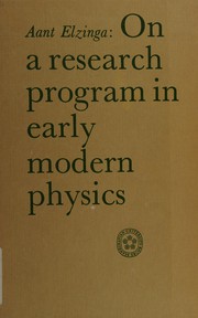 Cover of On a research program in early modern physics by Aant Elzinga