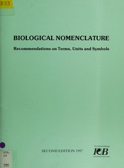 Front cover of Biological nomenclature by Institute of Biology