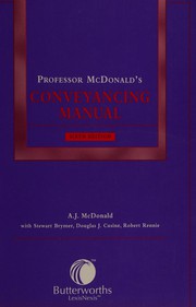 Front cover of Professor McDonald's conveyancing manual by A. J. McDonald