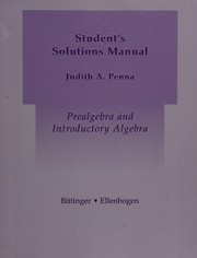 Front cover of Student's solutions manual for prealgebra and introductory algebra by Judith A. Penna
