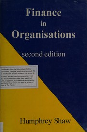 Cover of Finance in Organisations by Humphrey Shaw
