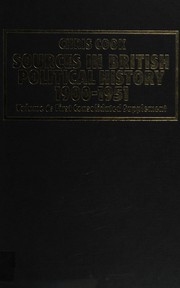 Cover of Sources in British political history, 1900-1951 by Chris Cook