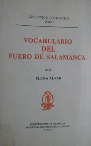 Front cover of Vocabulario del Fuero de Salamanca by Elena Alvar