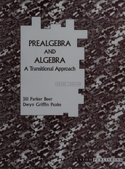 Front cover of Prealgebra and algebra by Dwyn Griffin Peake