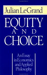 Front cover of Equity and choice by Julian Le Grand