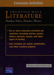 Front cover of Prentice Hall Literature--Timeless Voices, Timeless Themes--World Masterpieces--Extension Activities by Pearson Education