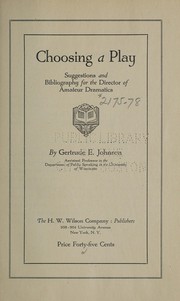 Cover of Choosing a play by Gertrude E. Johnson