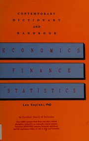 Front cover of Contemporary dictionary & handbook of economics, finance, statistics by Les Seplaki