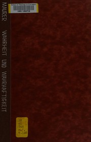 Front cover of Wahrheit und Wahrhaftigkeit-ein Grundproblem kritischer Theologie by Maurer, Christian